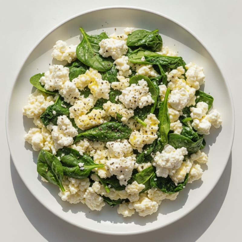 Egg White Scramble with Spinach and Cottage Cheese
