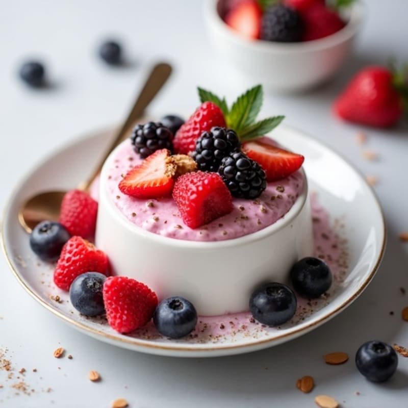 Greek Yogurt Protein Mousse with Mixed Berries