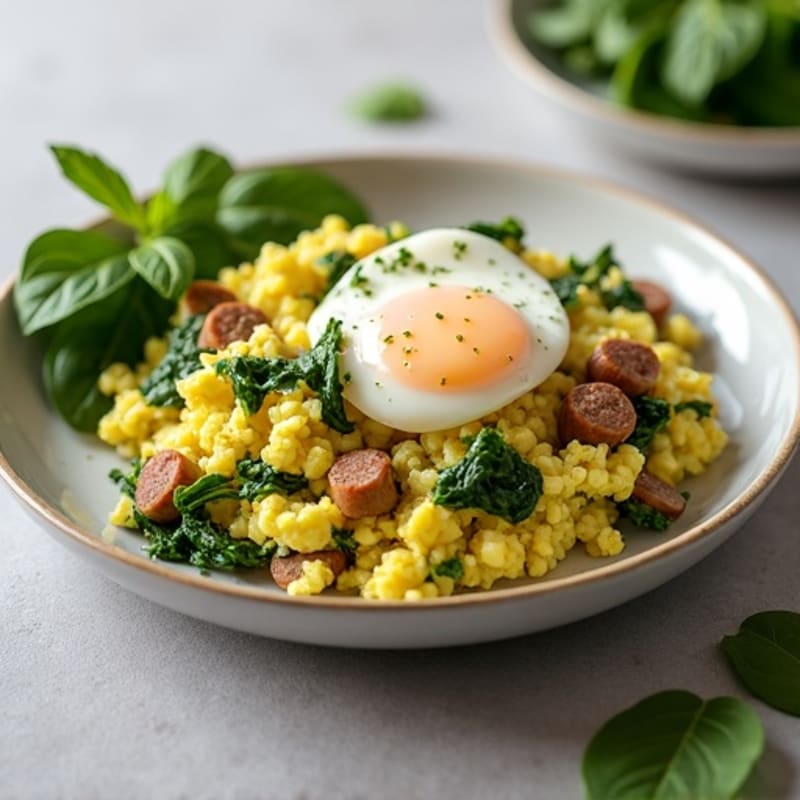 Egg White Scramble with Spinach and Turkey Sausage