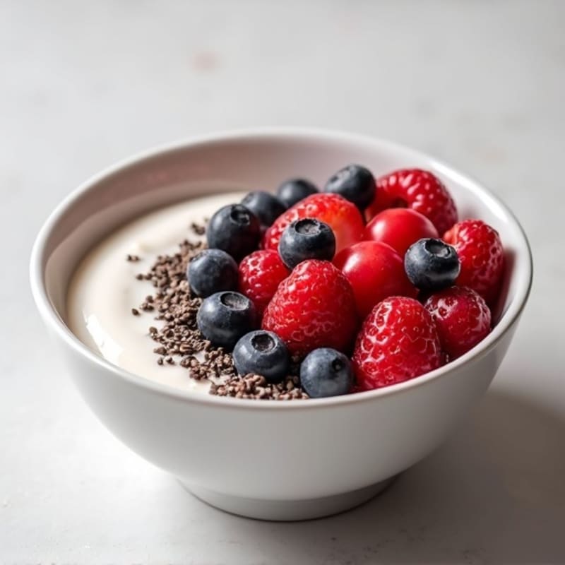 Silky Protein Yogurt Bowl with Berries and Chia Seeds