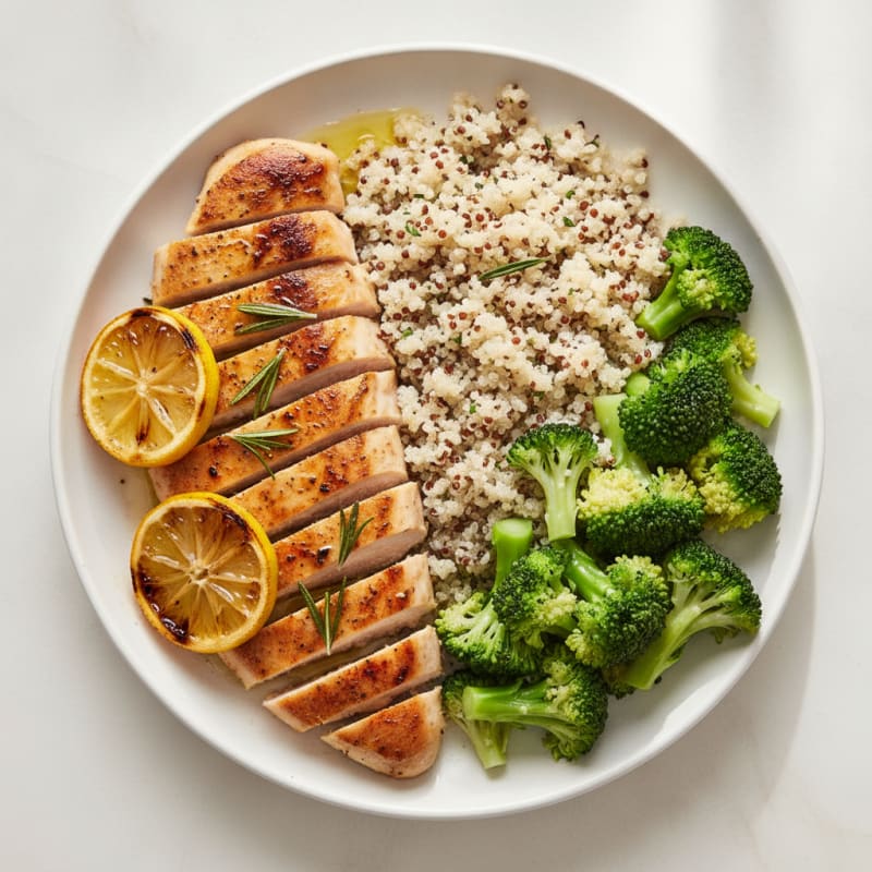 Grilled Chicken Breast with Quinoa and Steamed Broccoli