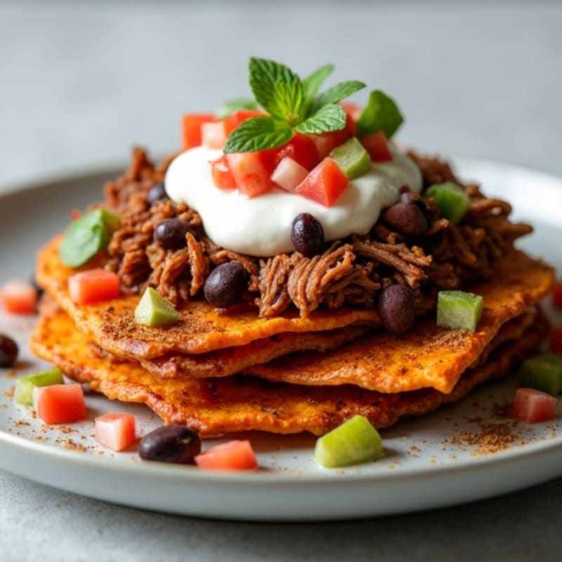 Slow Cooked Lean Pulled Pork Crispy Sweet Potato Nachos