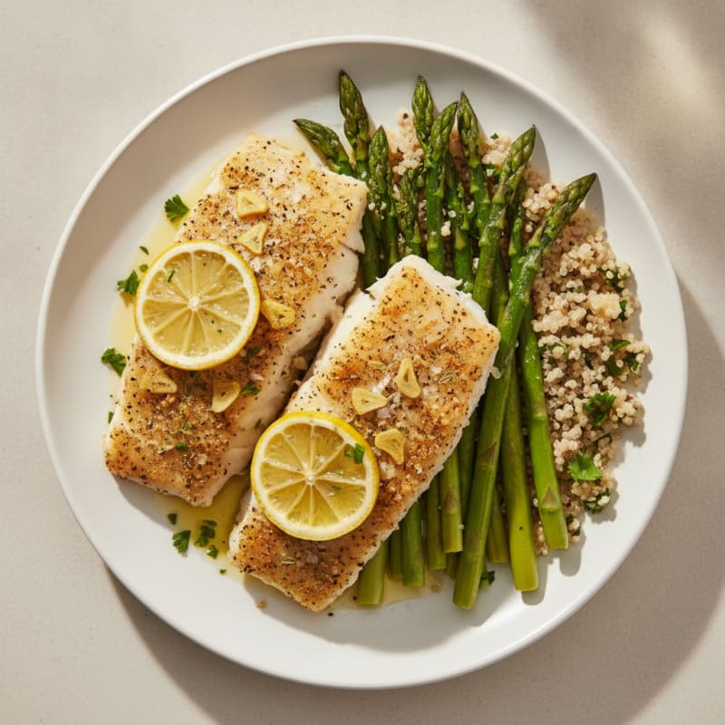 Lemon Herb Baked Cod with Asparagus