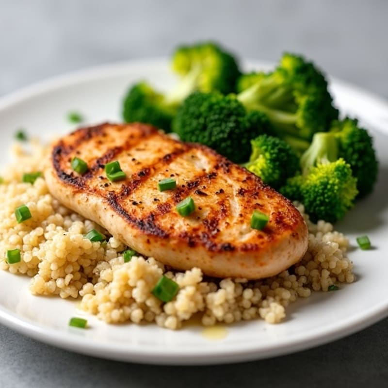 Grilled Chicken Breast with Quinoa and Steamed Broccoli