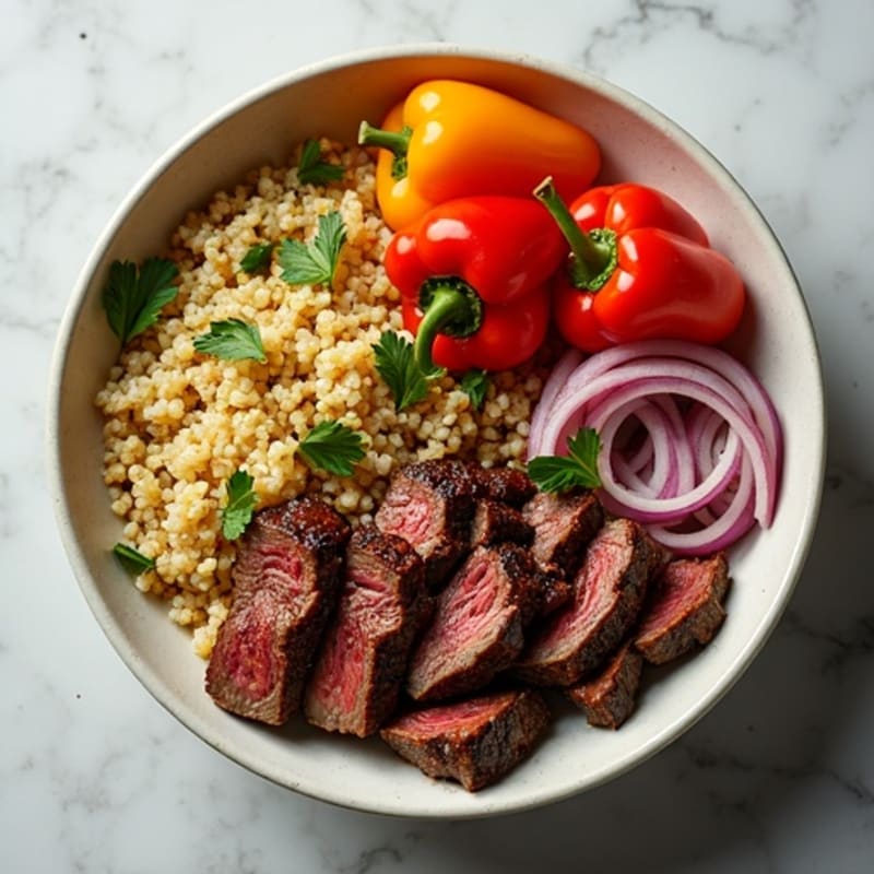 Lean Sirloin Philly Steak Bowl with Bell Peppers