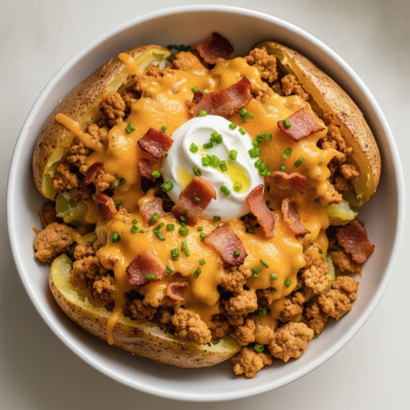 Loaded Baked Potatoes with Crispy Bacon