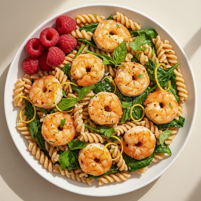 Lemon Herb Shrimp Pasta with Spinach