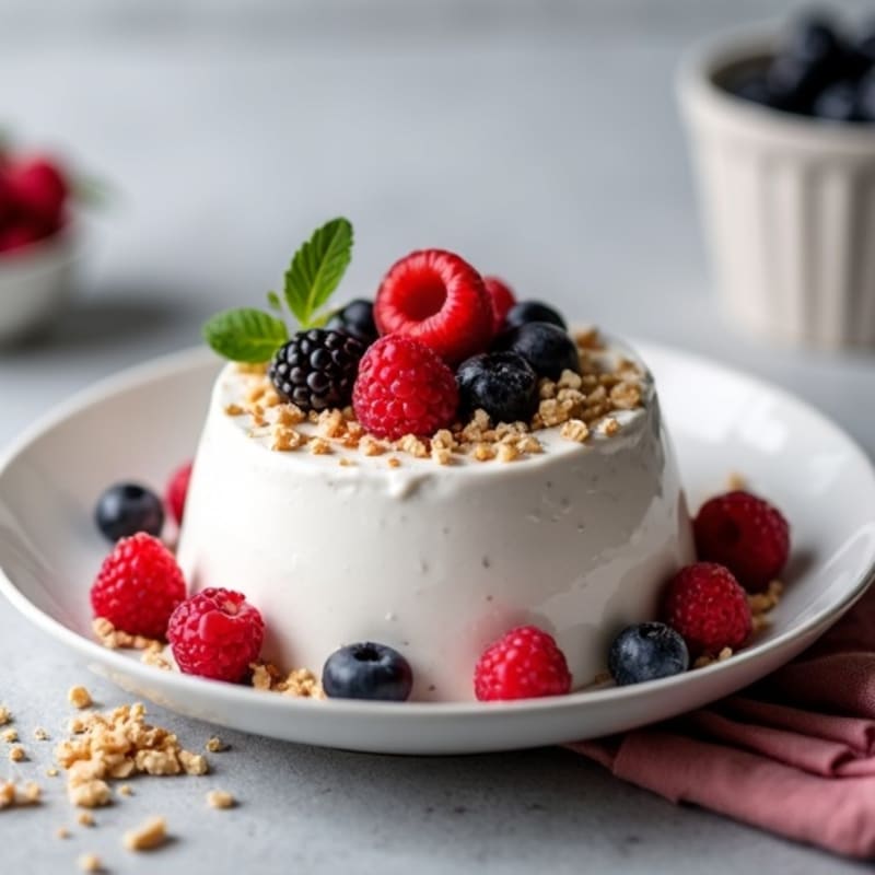 Greek Yogurt Protein Mousse with Mixed Berries