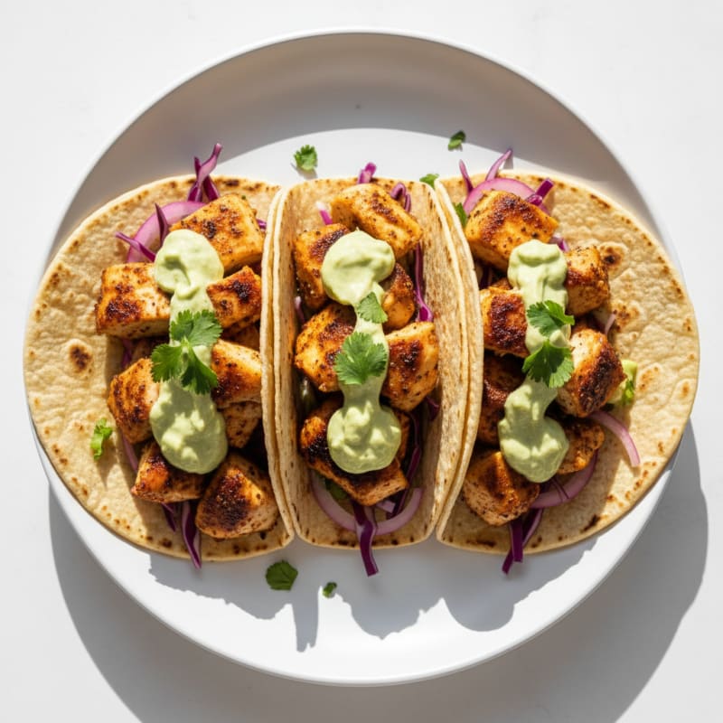 Chicken Street Tacos with Avocado Crema