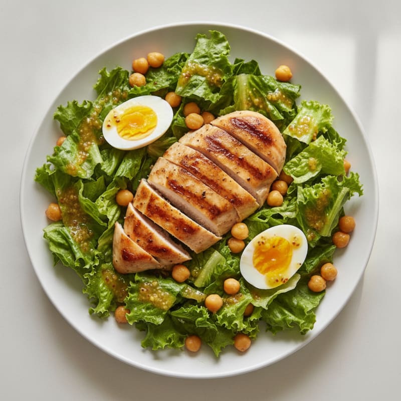Grilled Chicken Breast with Crisp Romaine and Chickpeas