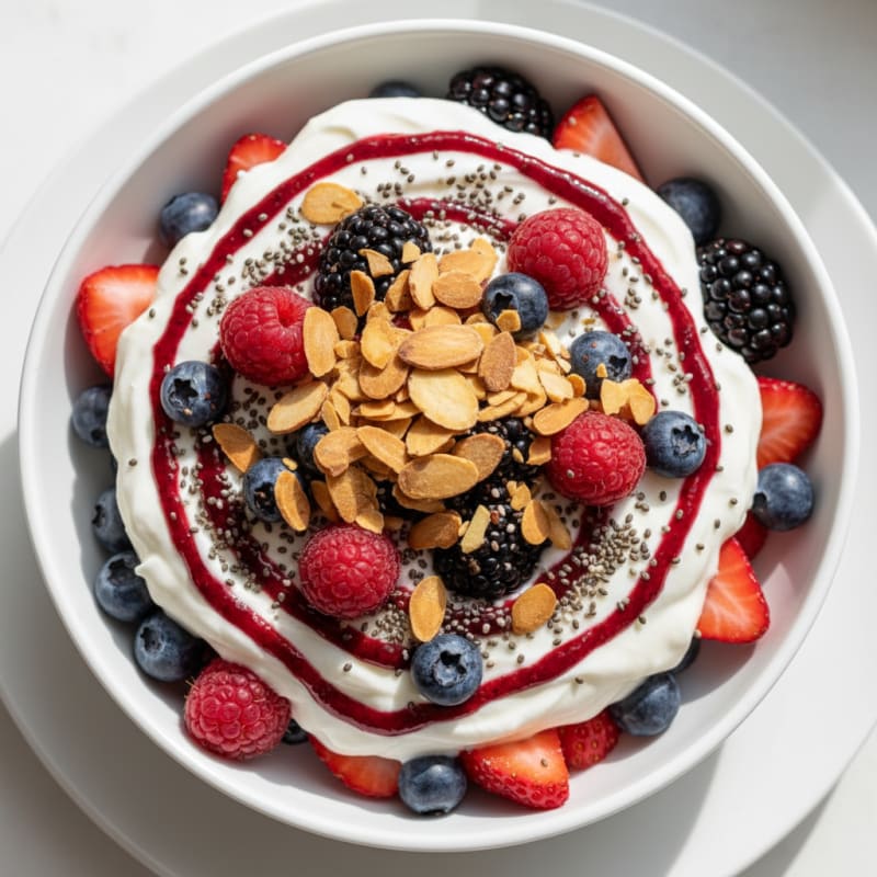 Greek Yogurt Protein Parfait with Mixed Berries