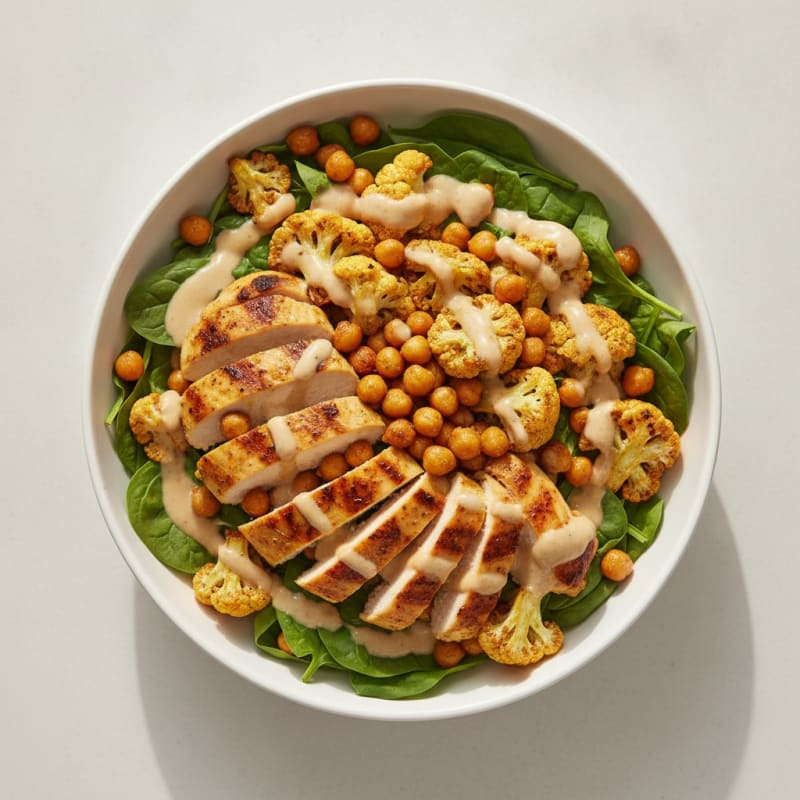 Grilled Chicken Curry Bowl with Roasted Cauliflower