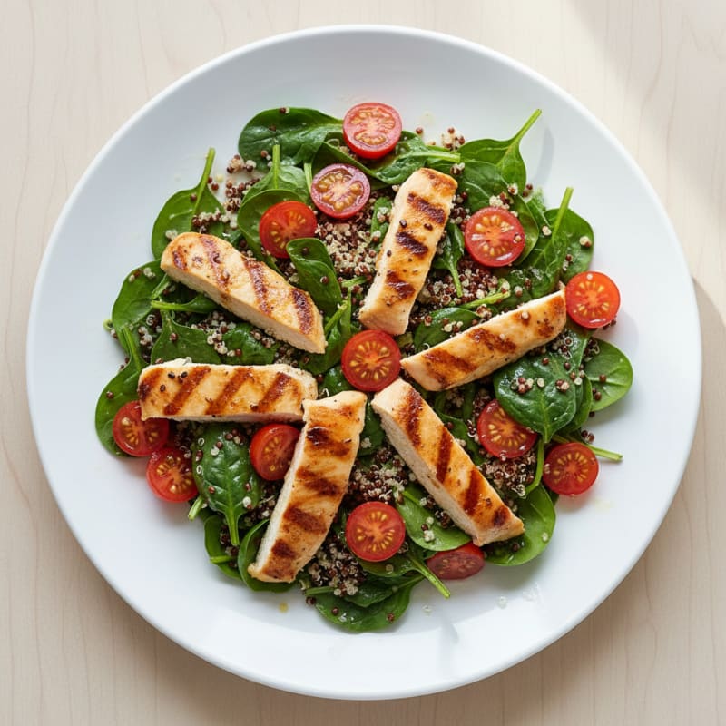 Grilled Chicken and Quinoa Salad with Spinach