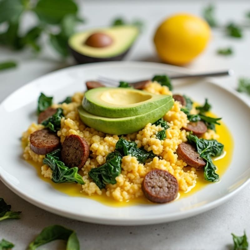 Egg White Scramble with Spinach and Turkey Sausage