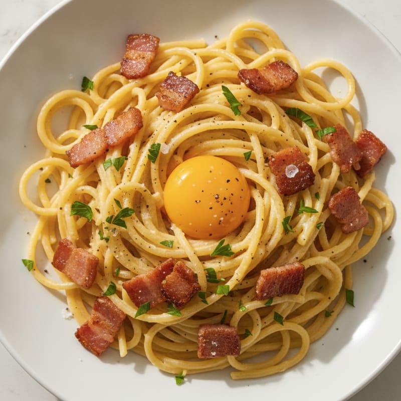 Classic Pancetta Carbonara with Egg Yolk
