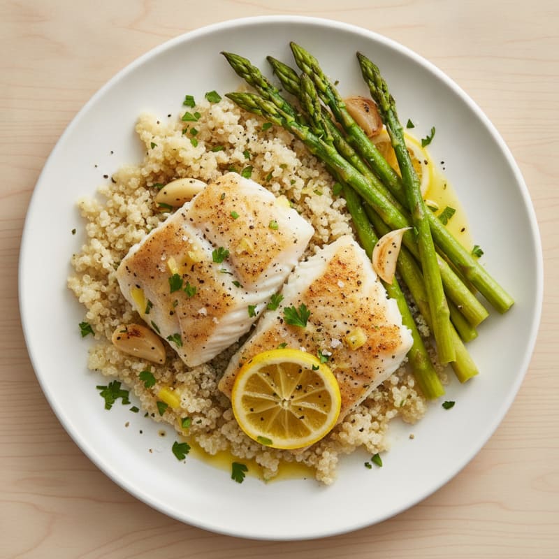 Lemon Herb Baked Cod with Asparagus