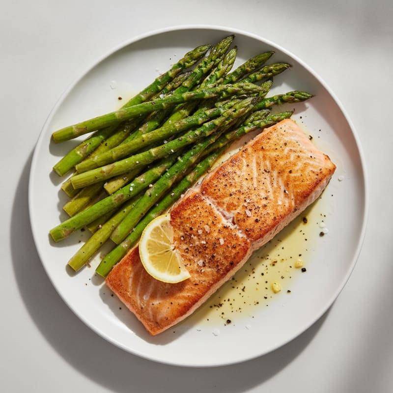 Pan-Seared Salmon with Roasted Asparagus