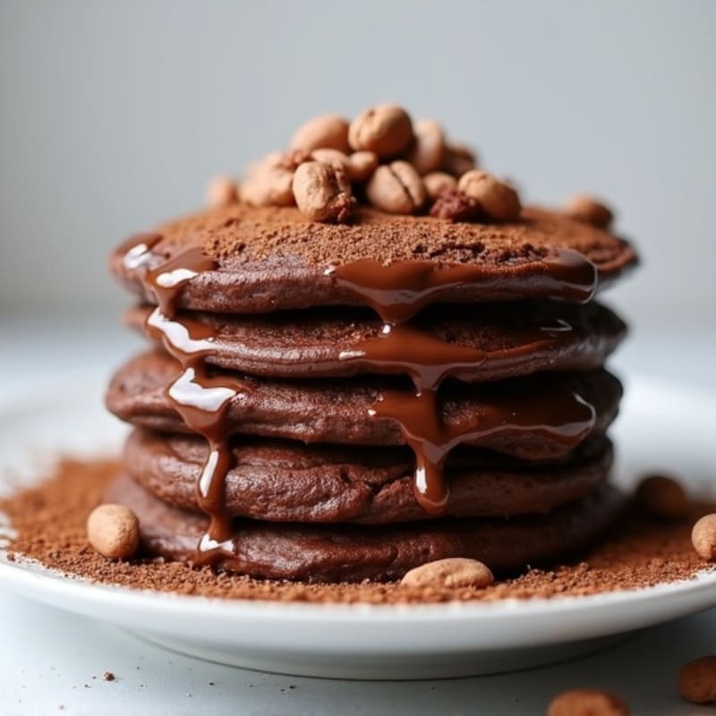 Double Chocolate Protein Pancake Stack