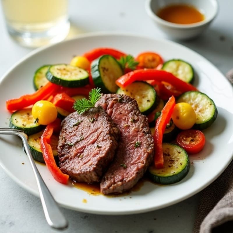 Pan-Seared Savory-Sweet Beef with Crispy Vegetables
