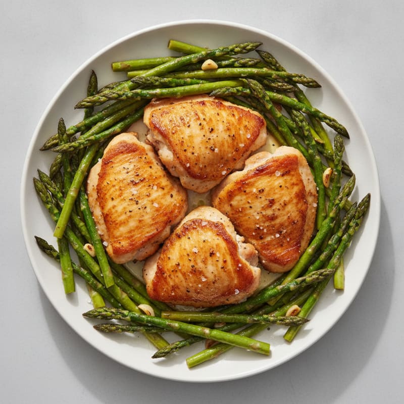 Pan-Seared Chicken Thigh with Roasted Asparagus