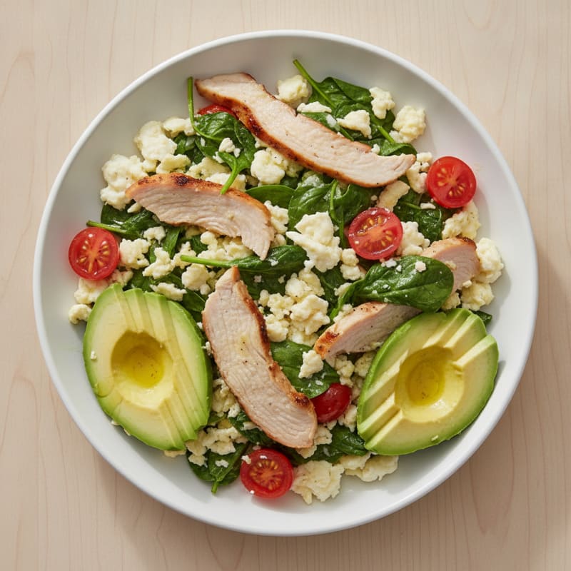Egg White Scramble with Spinach and Turkey Breast