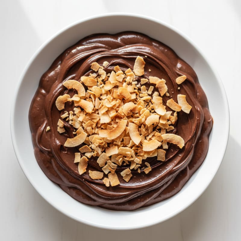 Silky Chocolate Protein Pudding with Toasted Coconut