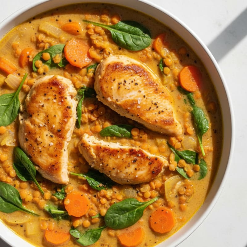 Creamy Spiced Lentil and Chicken Soup