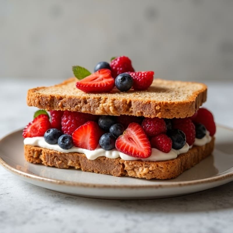 Pan-Seared Peanut Butter and Fresh Berry Whole Wheat Sandwich
