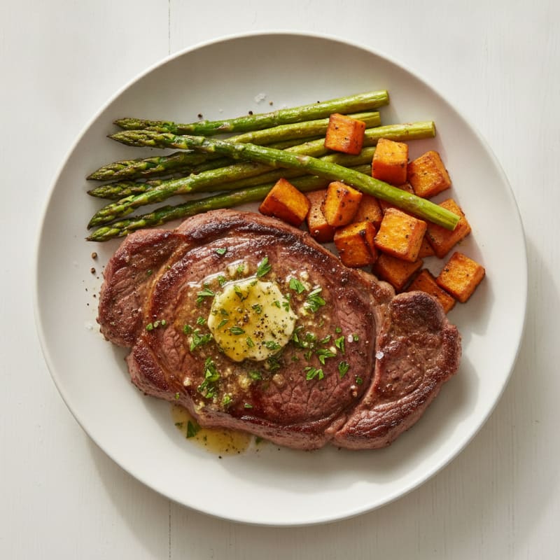Pan-Seared Sirloin with Garlic Herb Butter