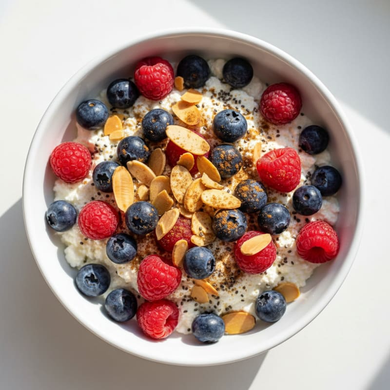 Cottage Cheese and Berry Protein Bowl with Almonds