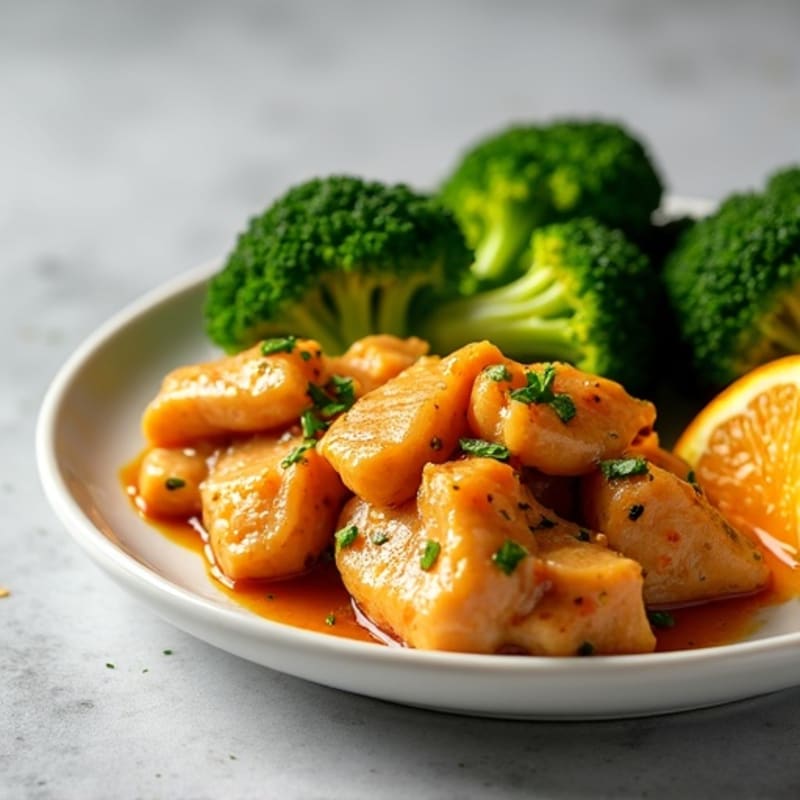 Low Calorie Orange Chicken with Roasted Broccoli