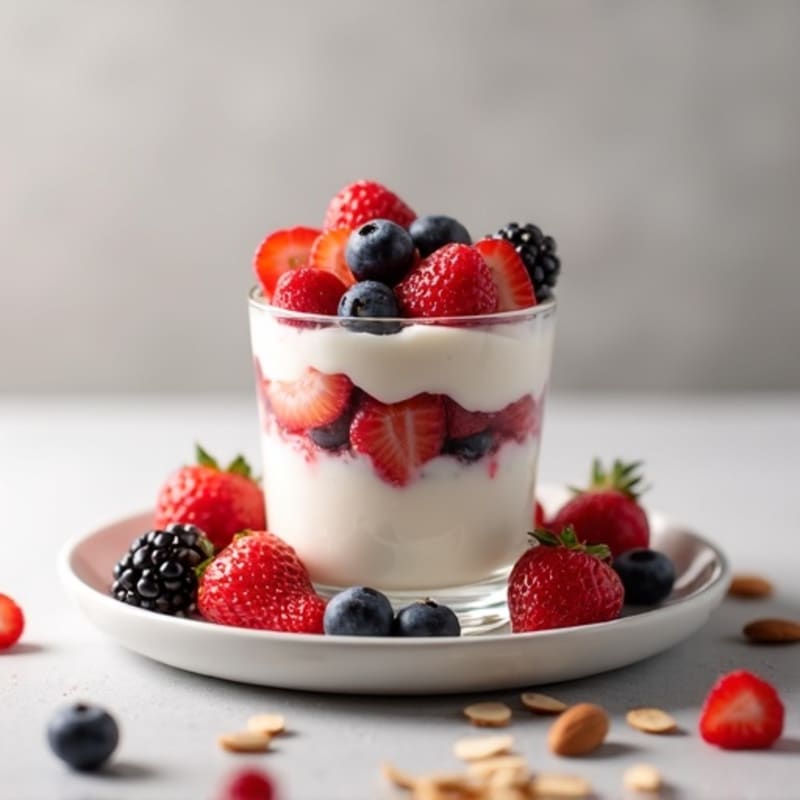 Greek Yogurt Protein Parfait with Mixed Berries and Almonds