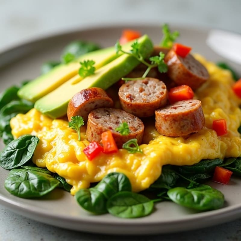 Egg White and Turkey Sausage Scramble with Spinach
