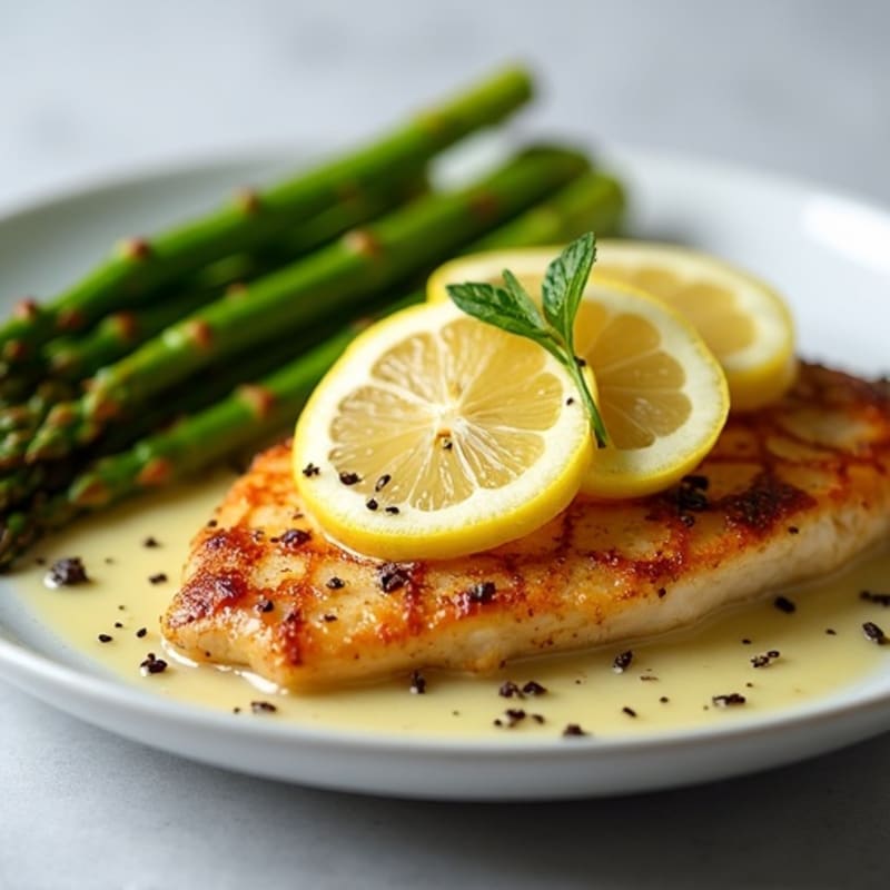Pan-Seared Lemon Garlic Chicken with Roasted Asparagus