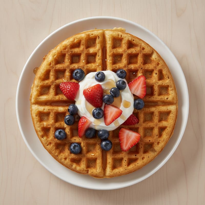 High Protein Waffles with Greek Yogurt and Mixed Berries