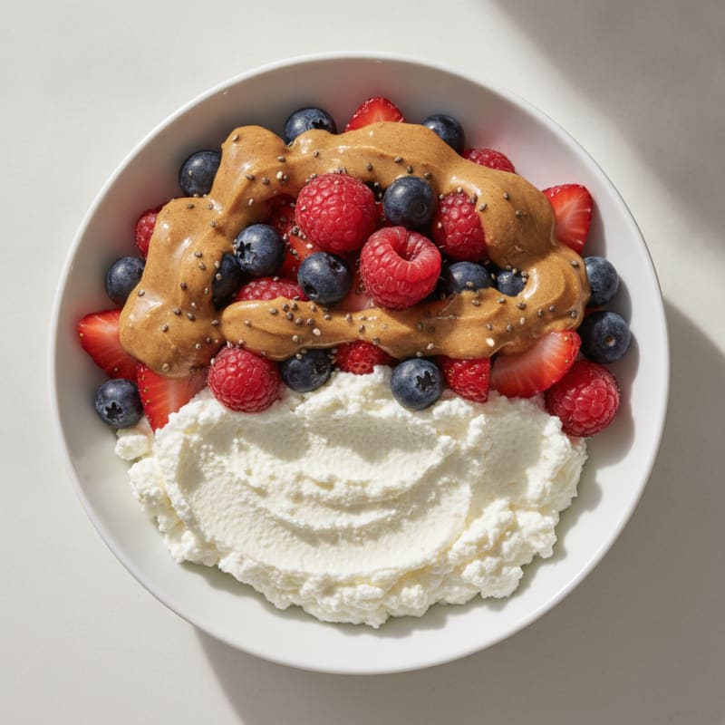 Greek Yogurt Protein Parfait with Mixed Berries and Almond Butter