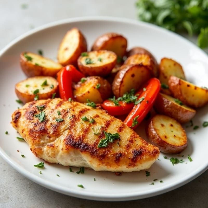 Crispy Sheet Pan Chicken and Roasted Potato Wedges with Bell Peppers