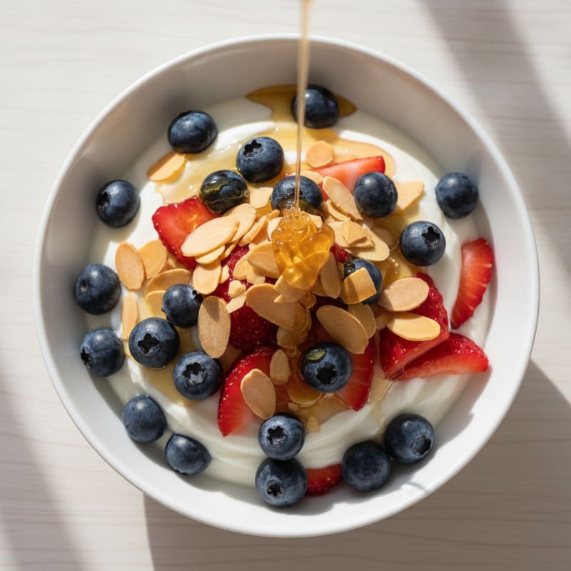 Creamy Greek Yogurt Parfait with Berries and Almonds