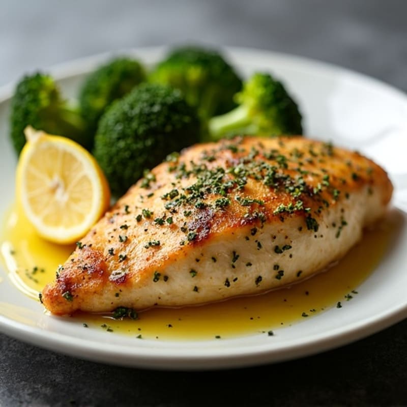 Herb-Crusted Pan Seared Chicken with Lemon Garlic Sauce