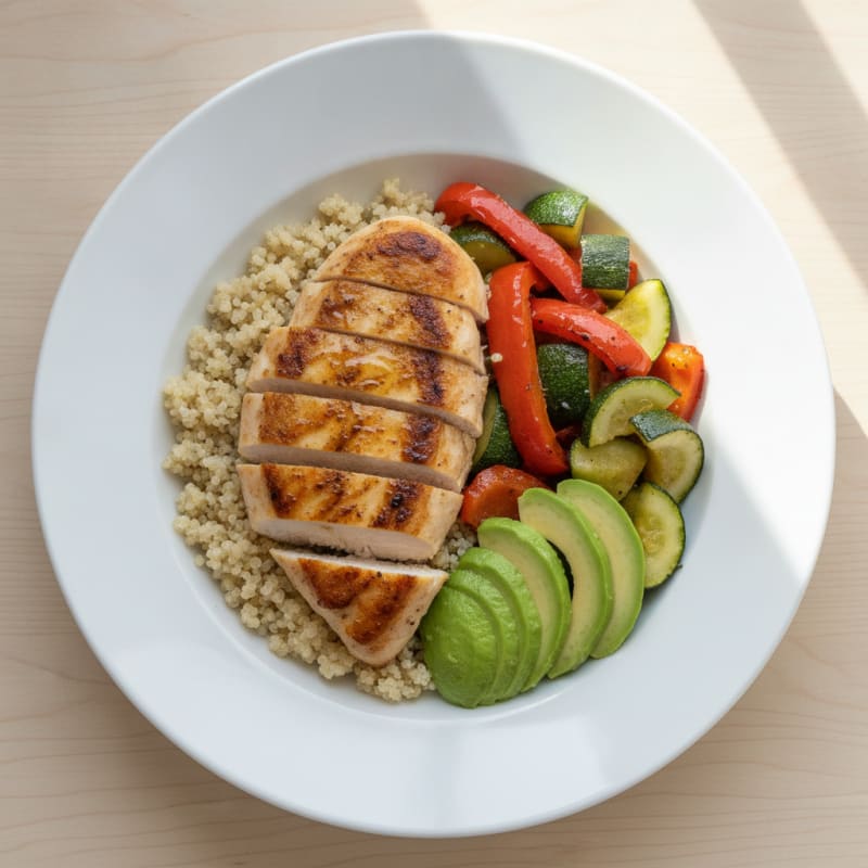 Seared Chicken Breast with Quinoa and Roasted Vegetables