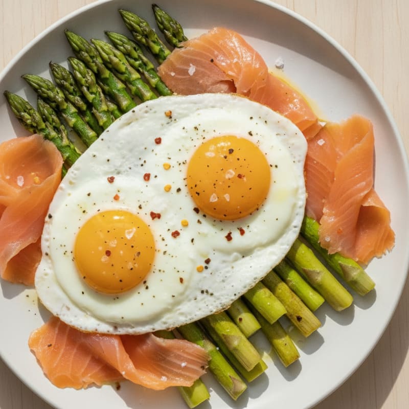 Sunny-Side Up Eggs with Roasted Asparagus