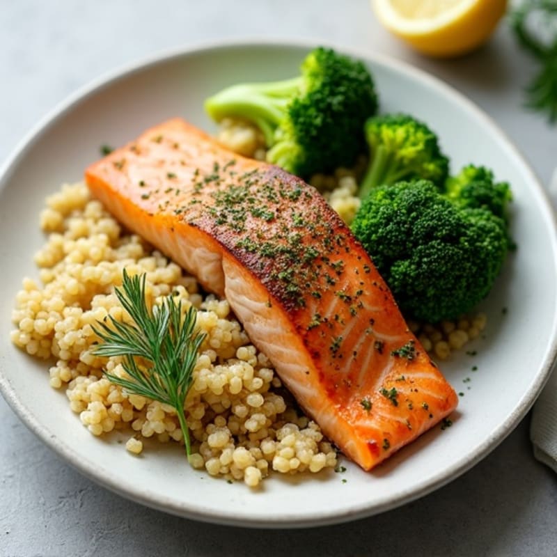 Lean Herb-Crusted Salmon with Quinoa Power Bowl