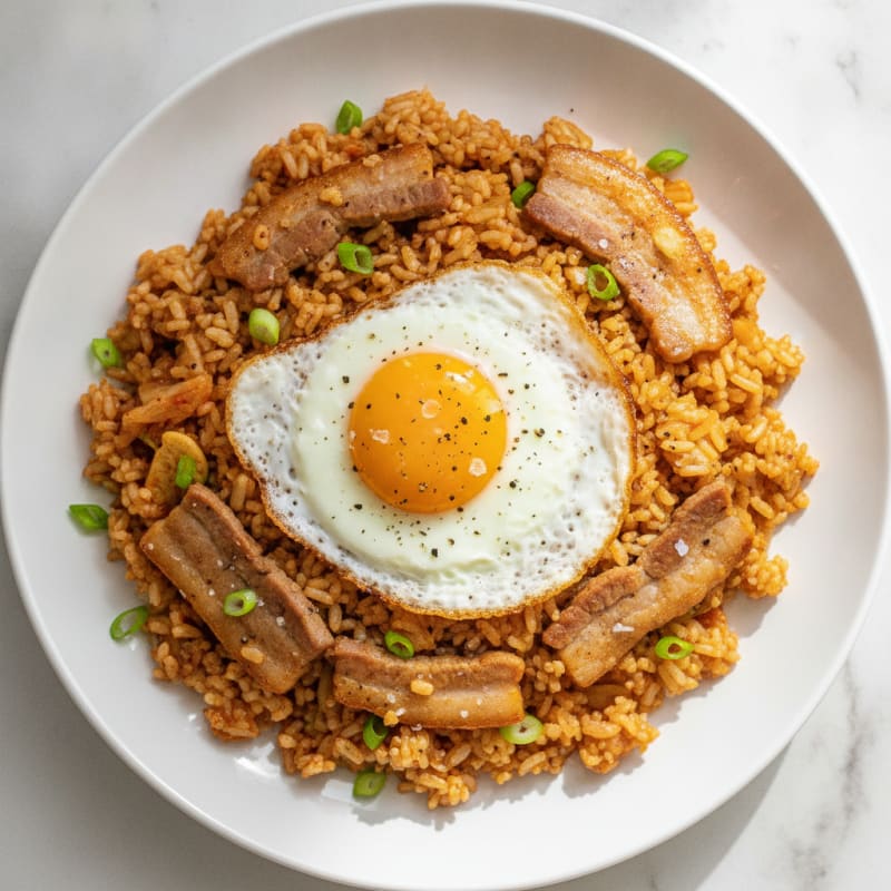 Kimchi Fried Rice with Pork Belly