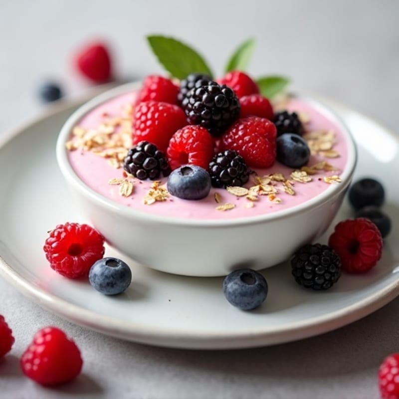 Silky Greek Yogurt Protein Pudding with Mixed Berries