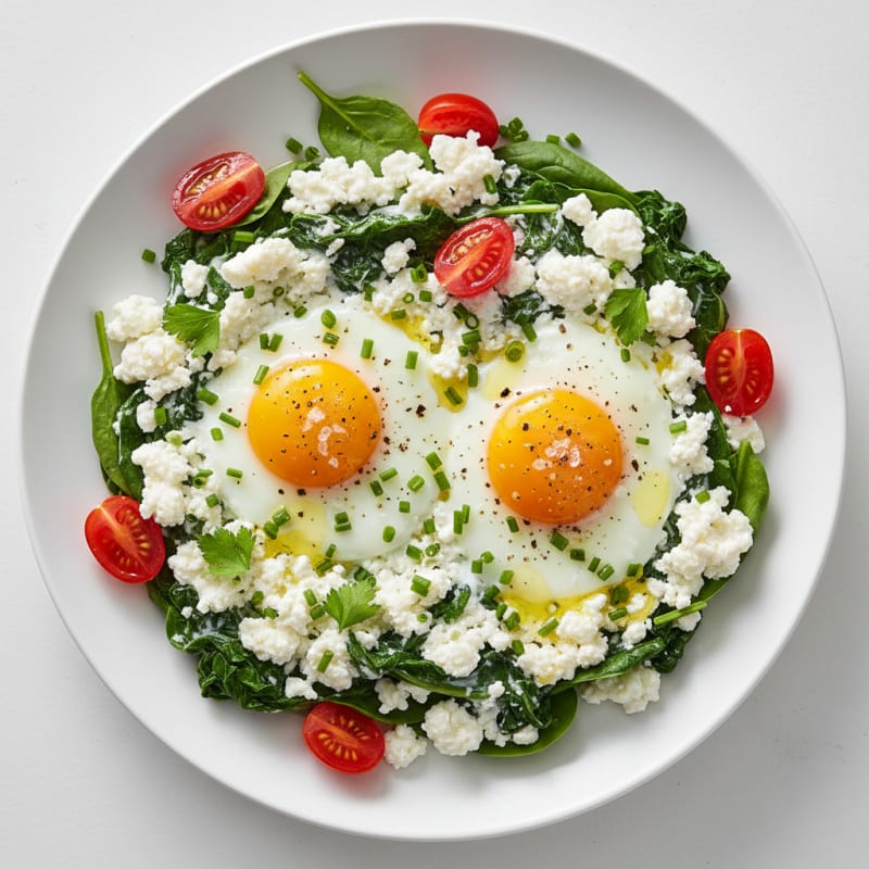 Baked Eggs with Herbed Cottage Cheese