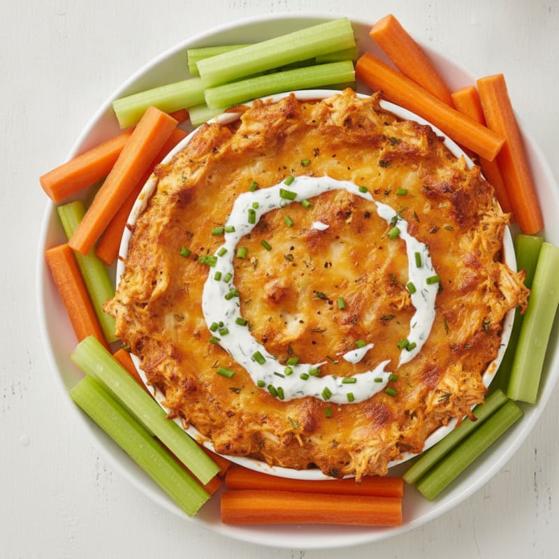Buffalo Chicken Baked Dip with Ranch