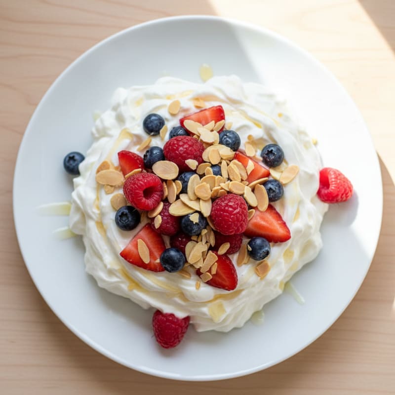 Silky Greek Yogurt Protein Bowl with Mixed Berries and Almonds