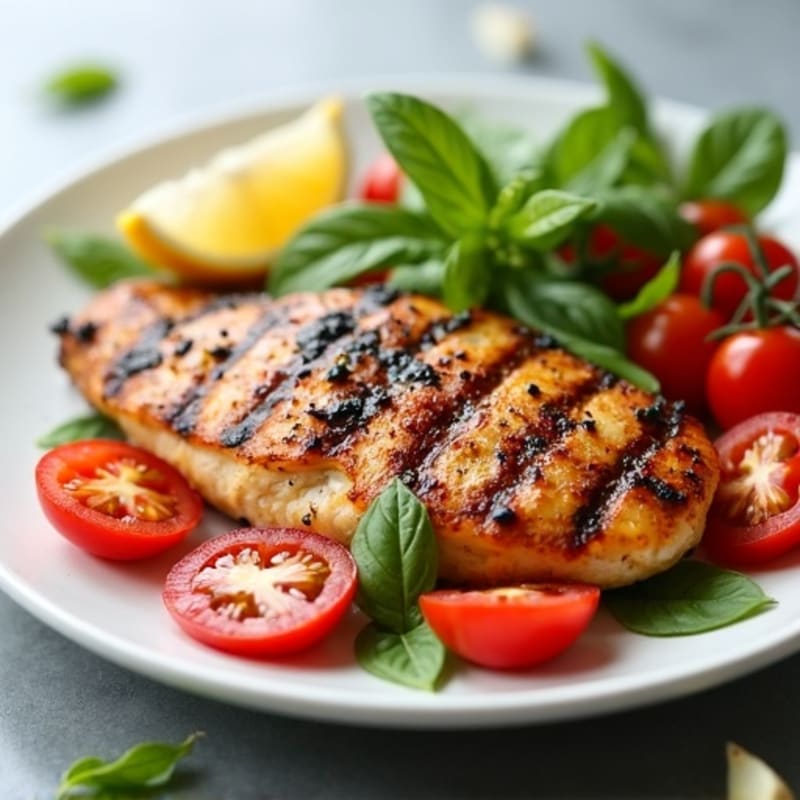 Grilled Chicken Breast with Tomato Basil Salad