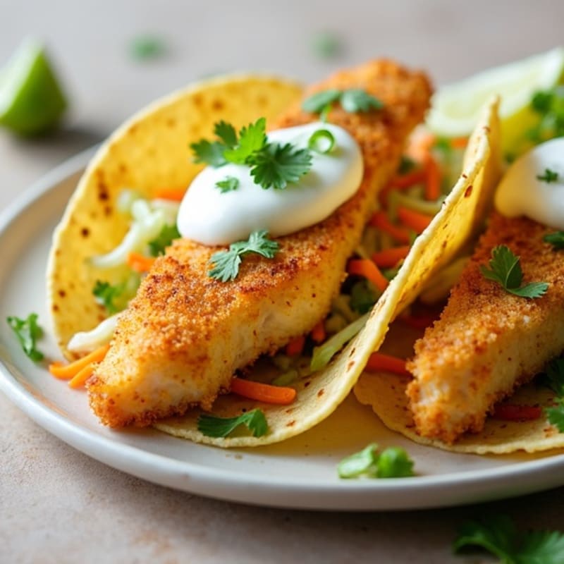 Crispy Baked Fish Tacos with Creamy Slaw
