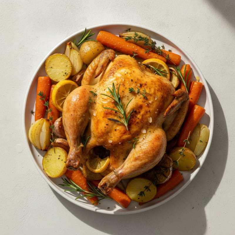 Herb-Roasted Whole Chicken with Root Vegetables